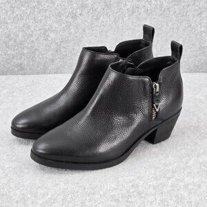 Vionic Boots Women 6.5 Cecily Black Leather Zip Ankle Booties Comfort Waterproof